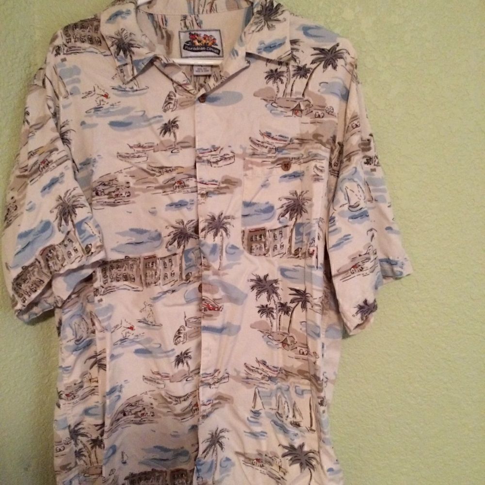 - Paradise Coves Men’s button down 100% silk…